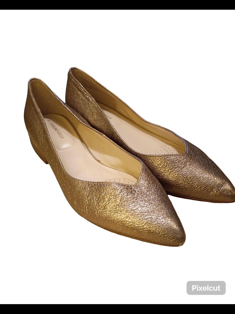 Katherine Kelly brand pointed-toe flats in a gold metallic finish - Picture 3 of 16